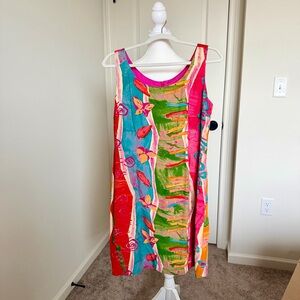 VTG 90s Rabbit Rabbit Rabbit Abstract Art Print Sheath Dress Size 16 / XL